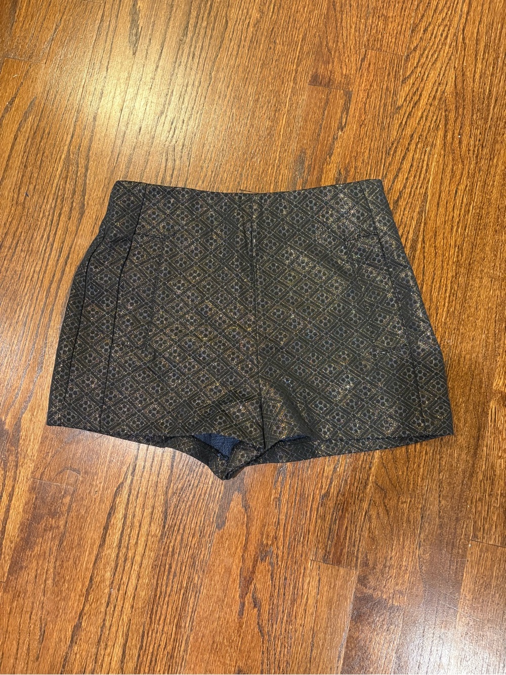 Forever 21 Black Metallic Patterned High Waist Shorts